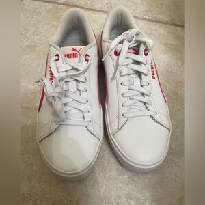 Puma smash White Sneakers with Red Accents